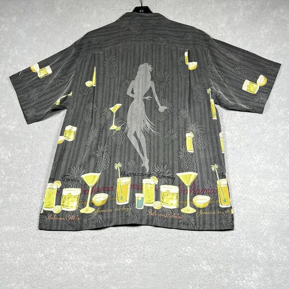 Tommy Bahama Shirt Mens Size Medium Gray Silk Button Up Hawaiian Relaxed Colada - Picture 9 of 11